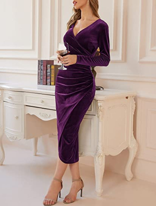 Grace - Elegant Velvet Midi Dress