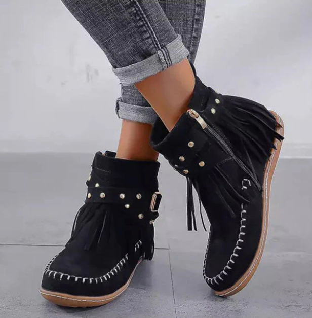 Allison - Fringe Ankle Boots