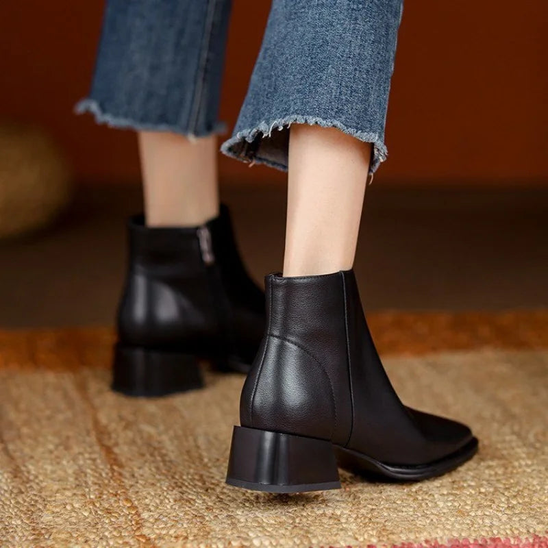 Sophia Chunky Heel Ankle Boots