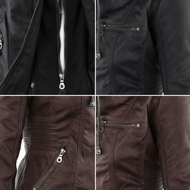 Stylish Hooded Leather Jacket