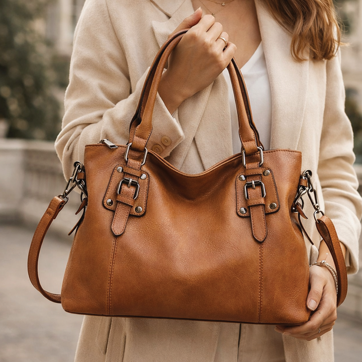 Sarah - Vegan Leather Structured Shoulder Bag
