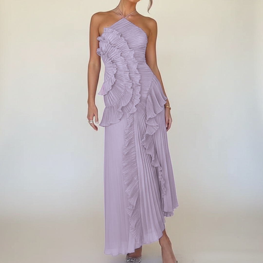 Women's One-Shoulder Pleated Maxi Dress with Asymmetric Hem and Lightweight Flowy Fabric HARPER & LANE Women's One-Shoulder Pleated Maxi Dress with Asymmetric Hem and Lightweight Flowy Fabric HARPER & LANE