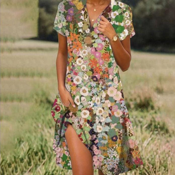 arya floral mini dress Women's Floral Midi Dress with V-Neck, Short Sleeves, Front Slit, and  Lightweight Woven Fabric – HARPER & LANE