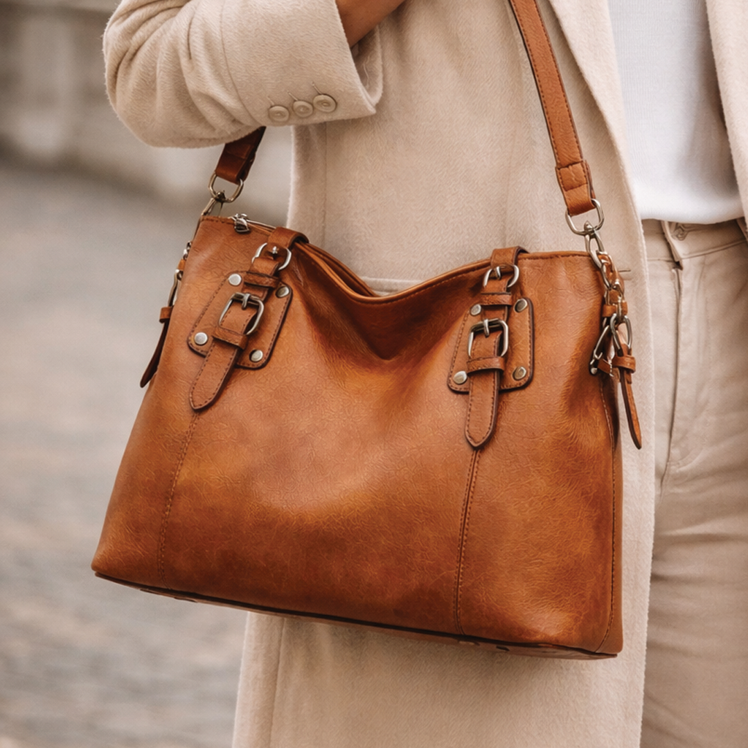 Sarah - Vegan Leather Structured Shoulder Bag