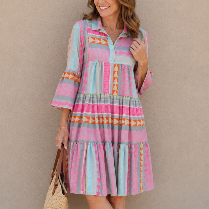 Sofia - Boho Patch Midi Dress