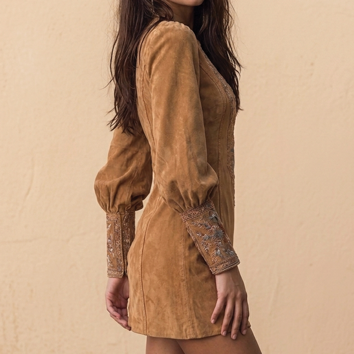 Gianna - Embroidered V-Neck Mini Dress