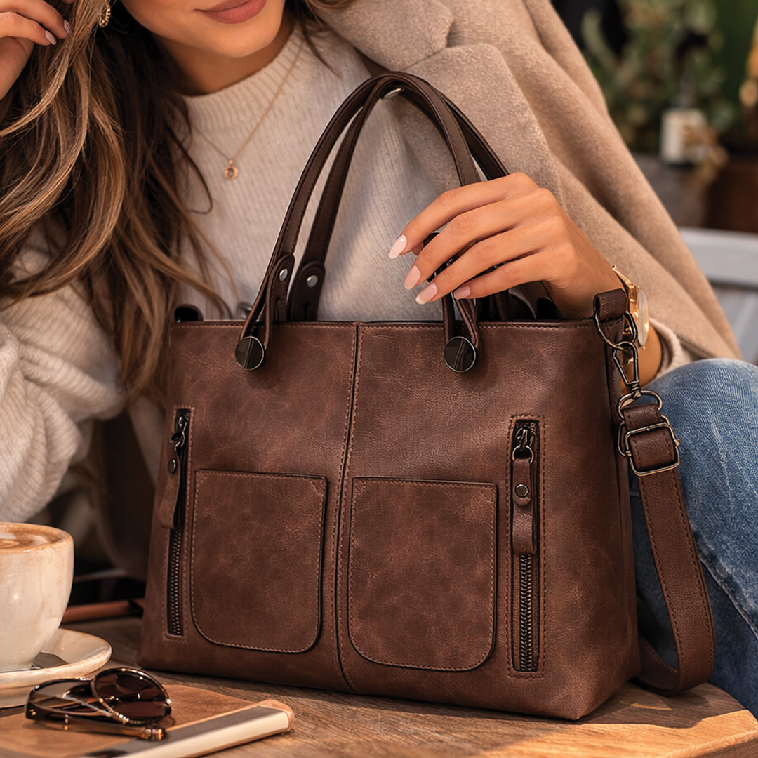 Delilah - Vegan Leather Structured Tote Handbag