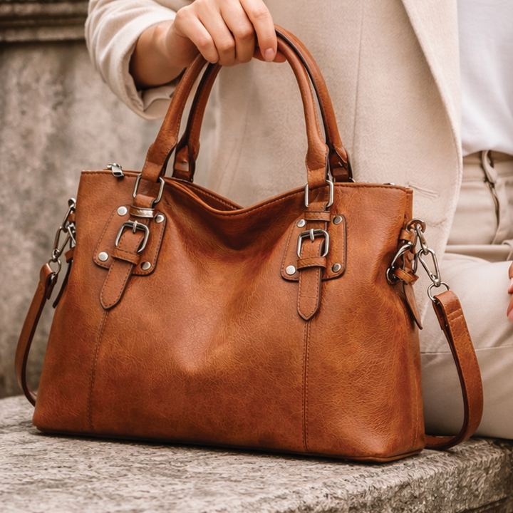 Sarah - Vegan Leather Structured Shoulder Bag