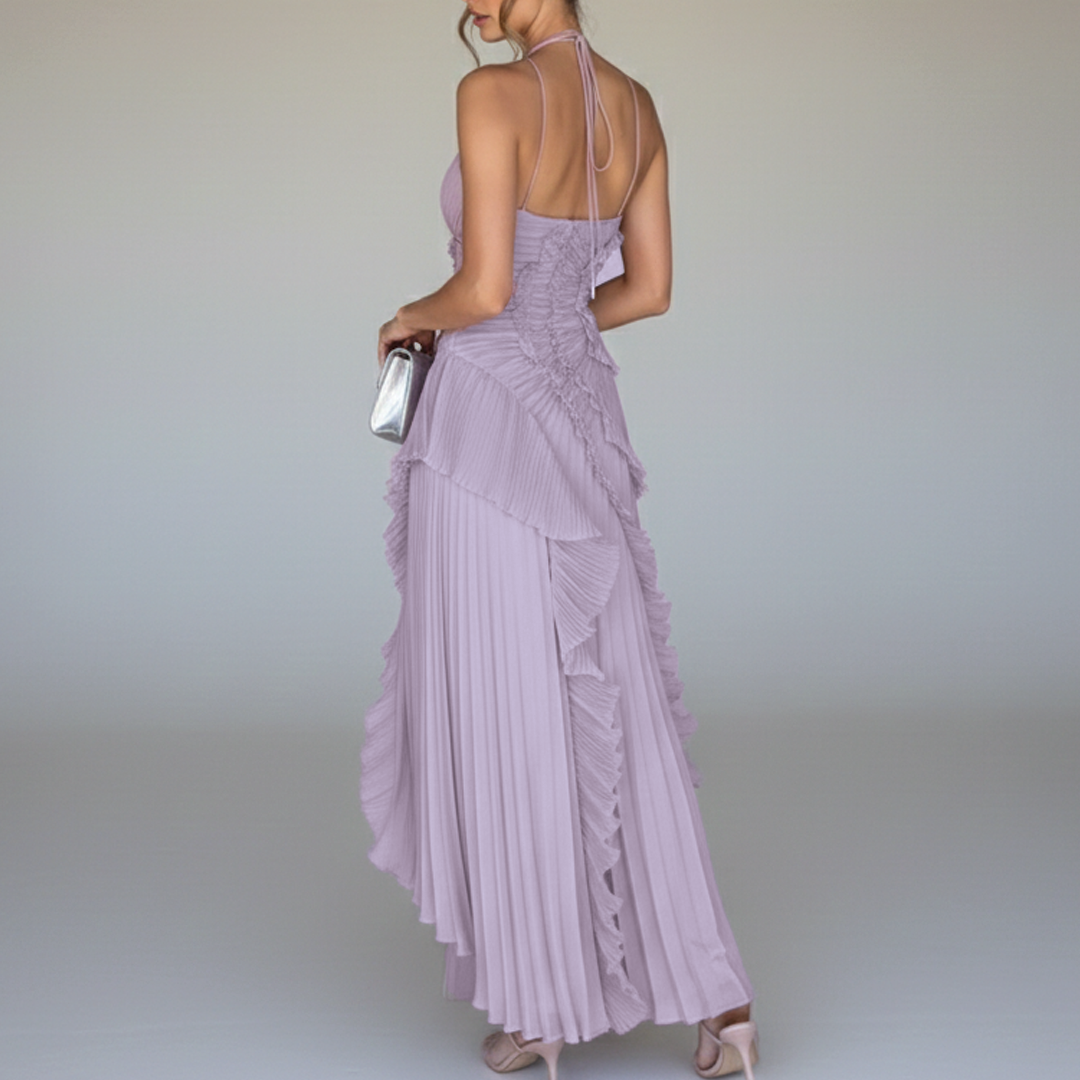 asymmetrical pleated dress purple Catherine asymmetrical pleated maxi dress in Purple