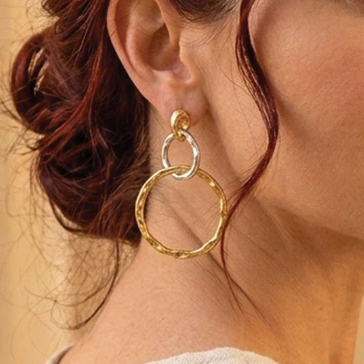 Julia - Hammered Organic Link Earrings