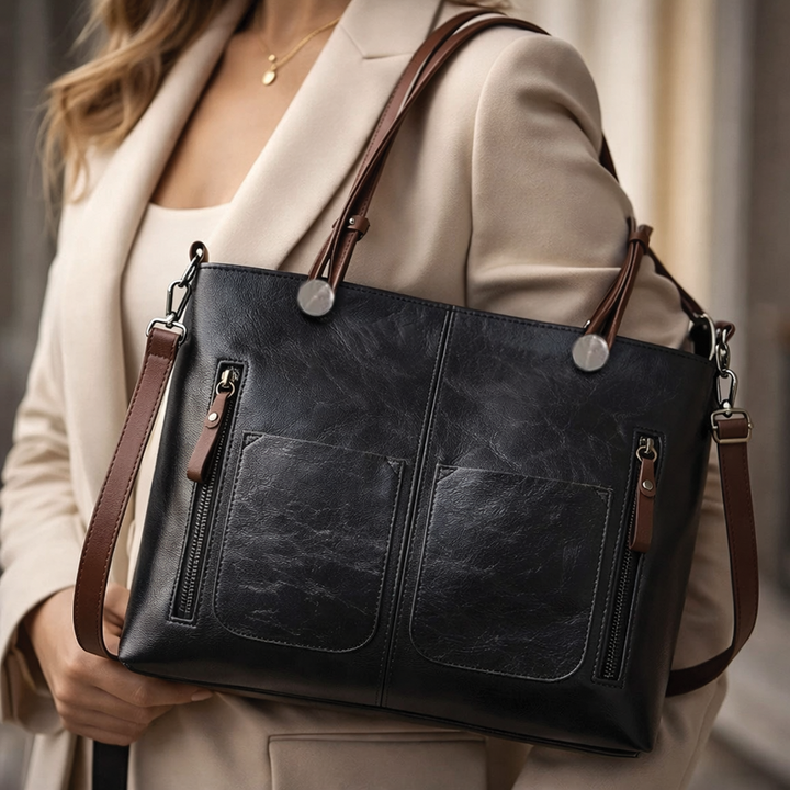 Delilah - Vegan Leather Structured Tote Handbag
