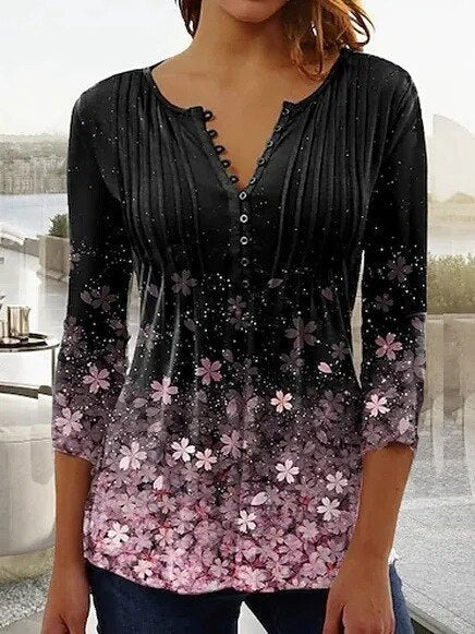 Judith - Scalloped V-Neck Blouse