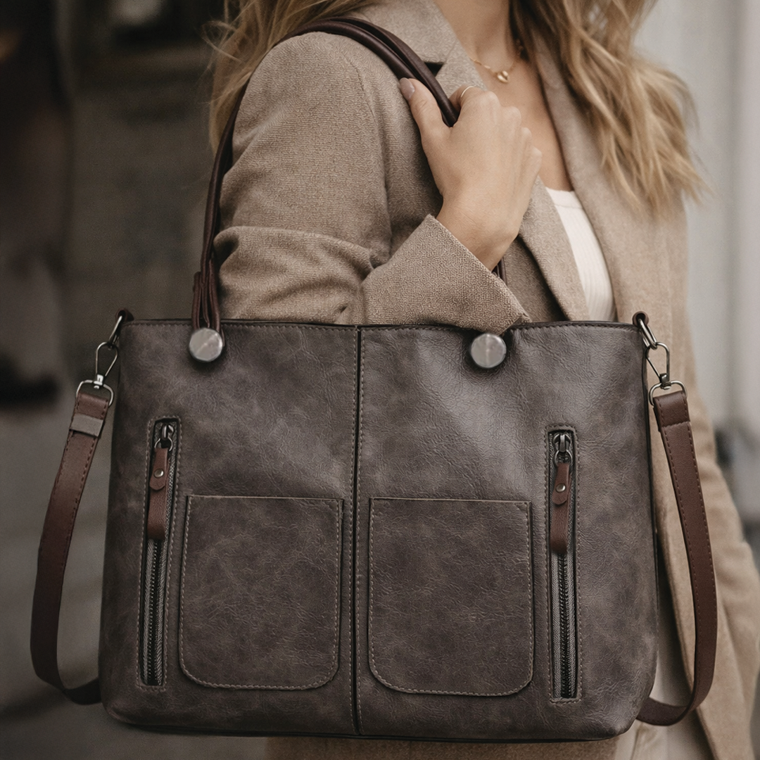 Delilah - Vegan Leather Structured Tote Handbag