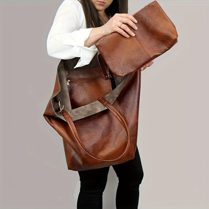 Heather - Faux Leather Tote Bag