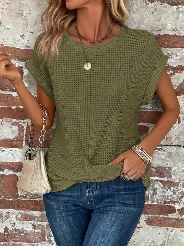 Sophia - Twist-Hem Waffle Tee