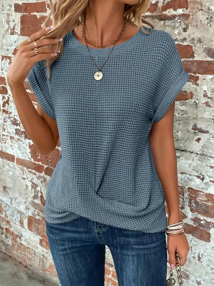 Sophia - Twist-Hem Waffle Tee