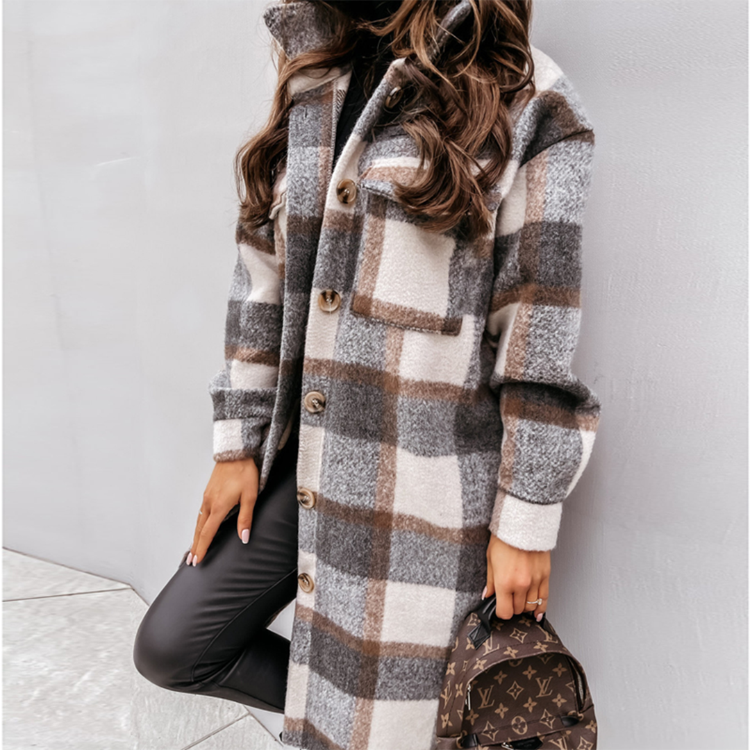 Heather - Checkered Longline Coat