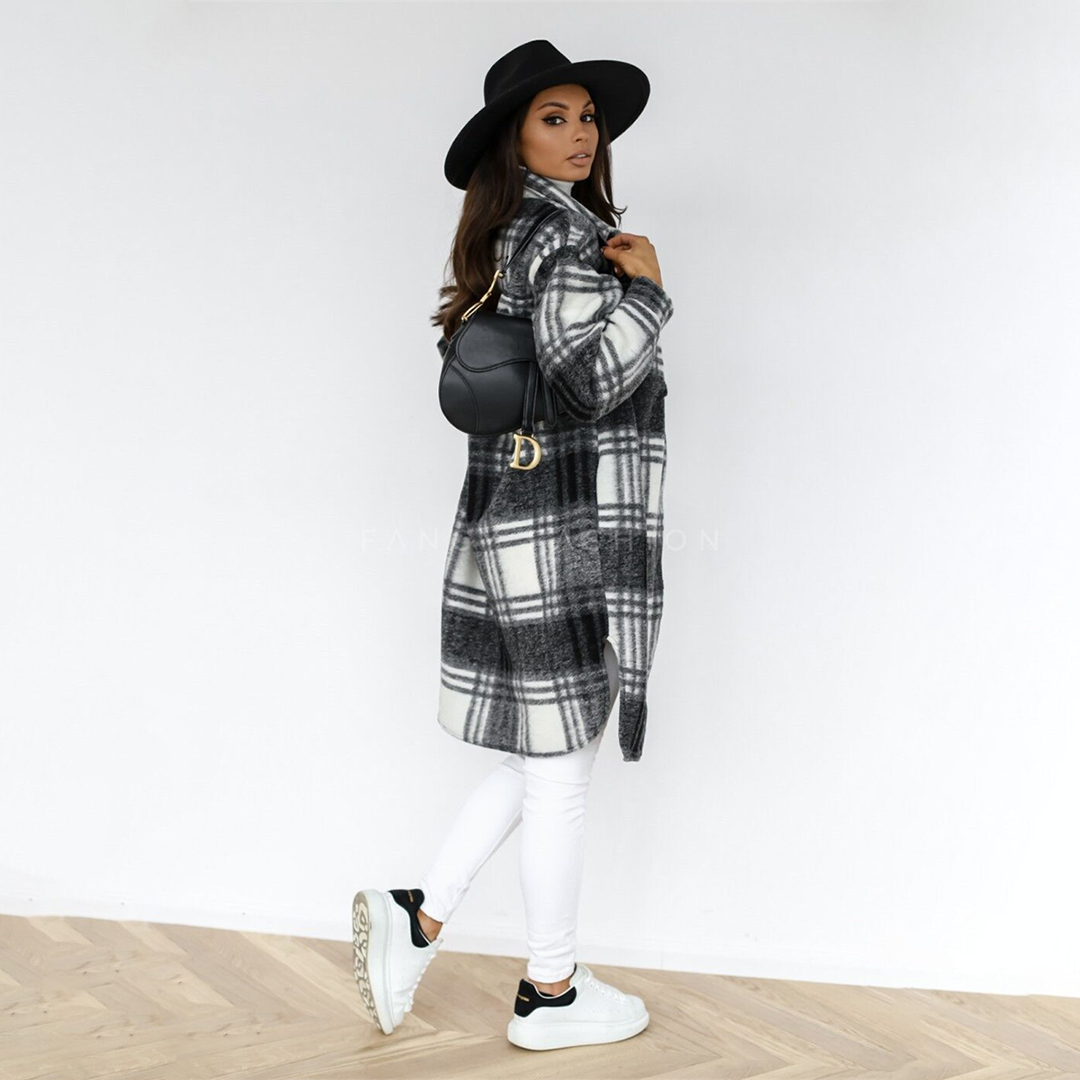 Heather - Checkered Longline Coat