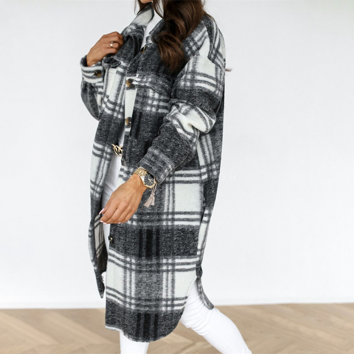 Heather - Checkered Longline Coat