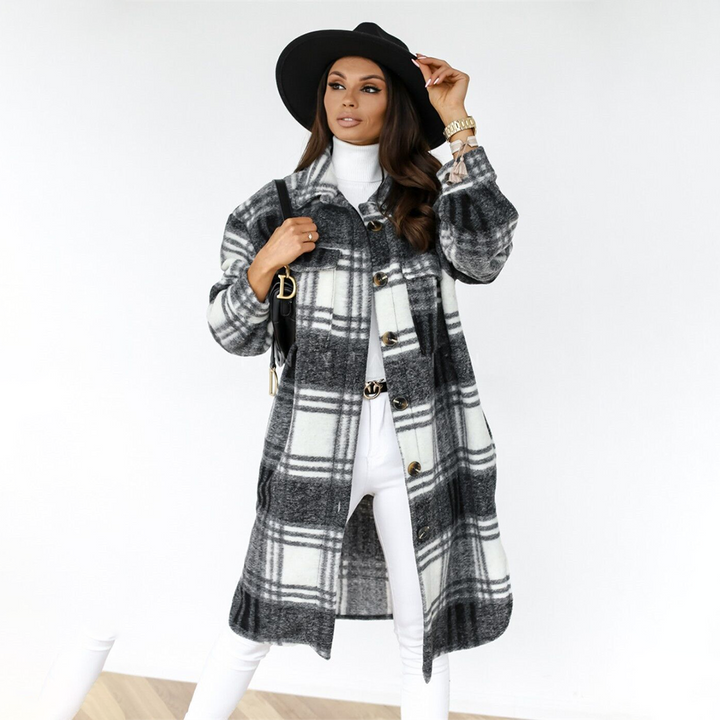 Heather - Checkered Longline Coat