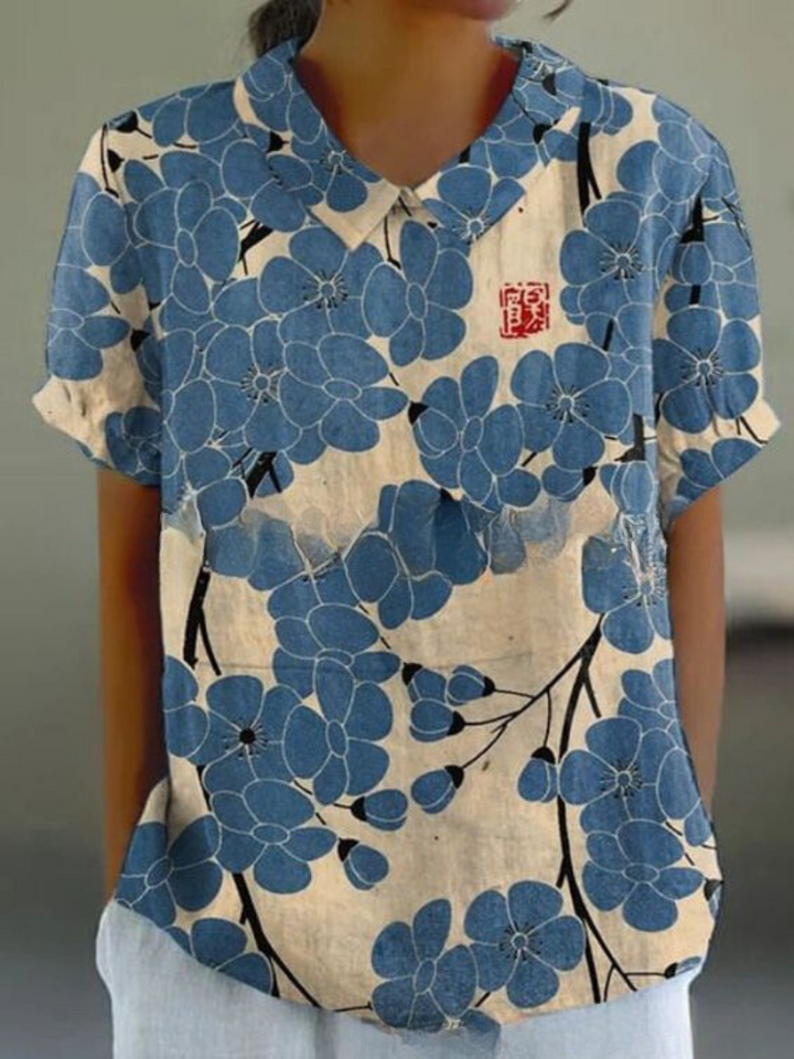 Stephanie - Collared Short Sleeve Blouse