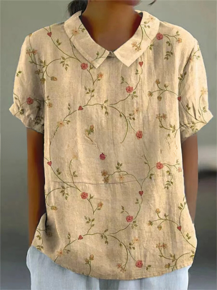 Stephanie - Collared Short Sleeve Blouse