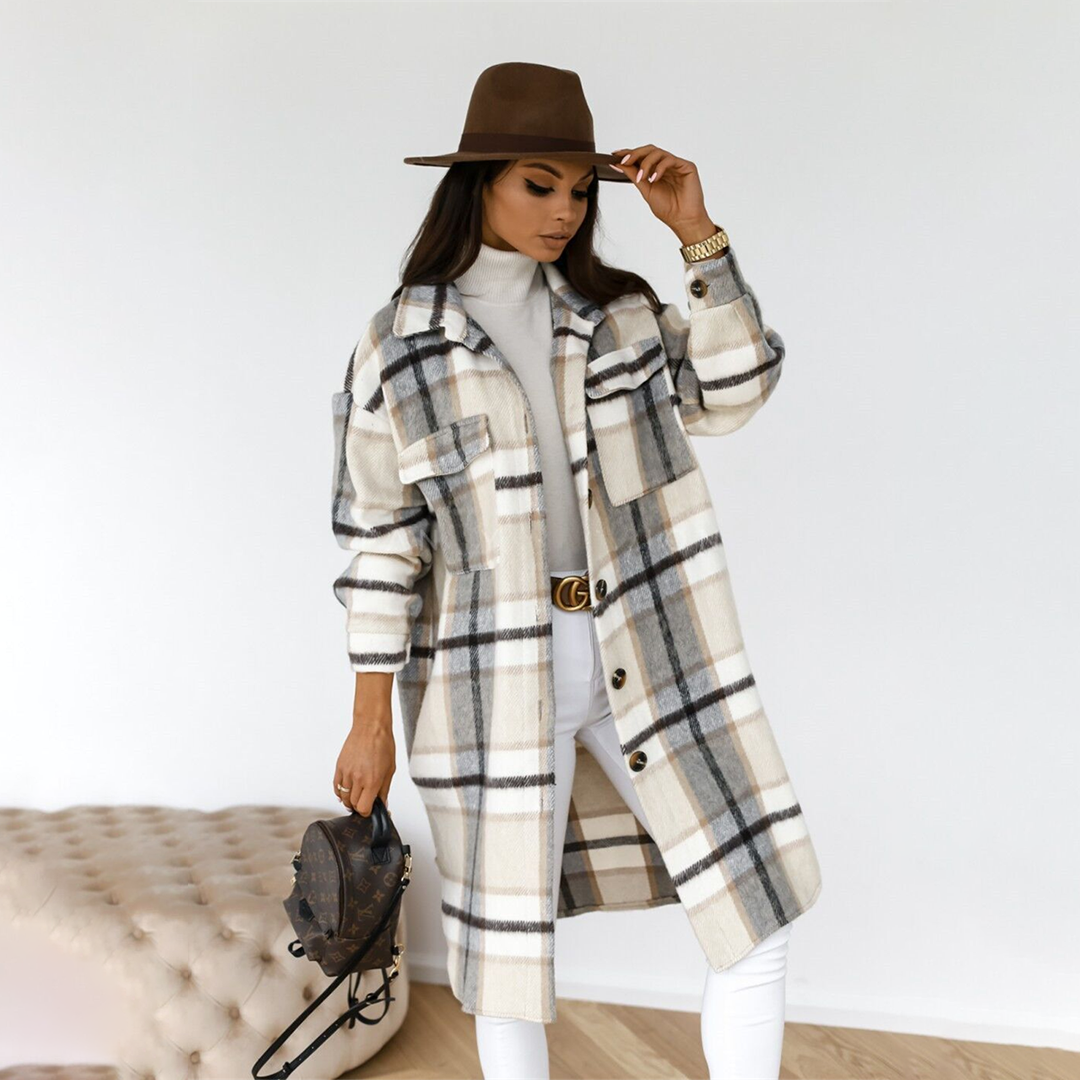 Heather - Checkered Longline Coat