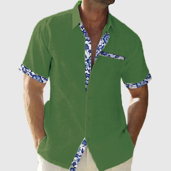 Josiah - Floral Trim Shirt