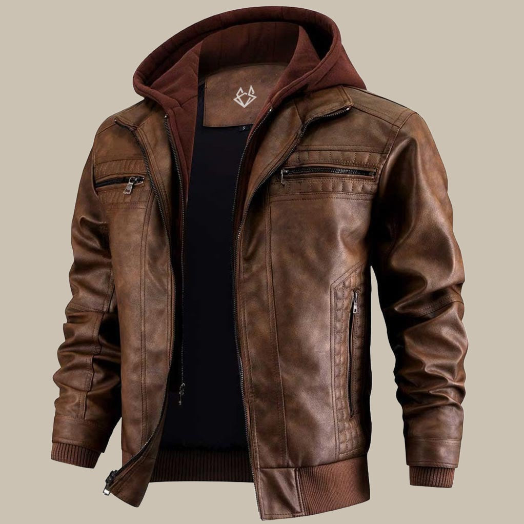 Parker - Leather Hooded Jacket