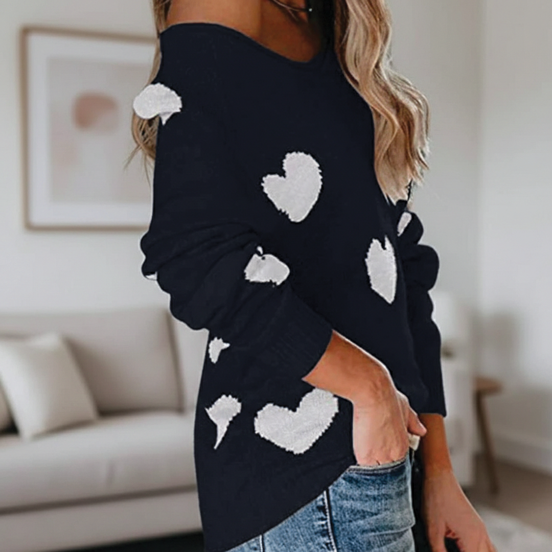 Melody - Heart-Pattern Sweater