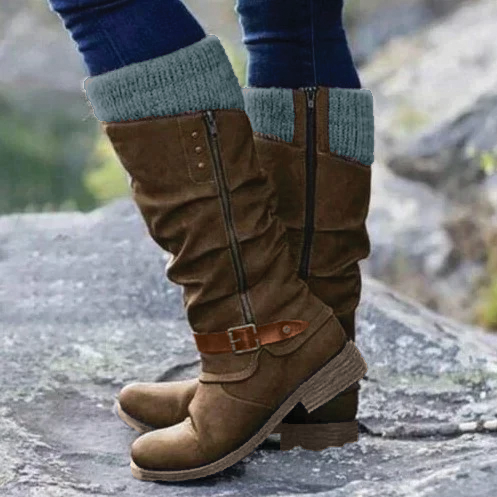 Teresa - Buckle Knee-High Boots
