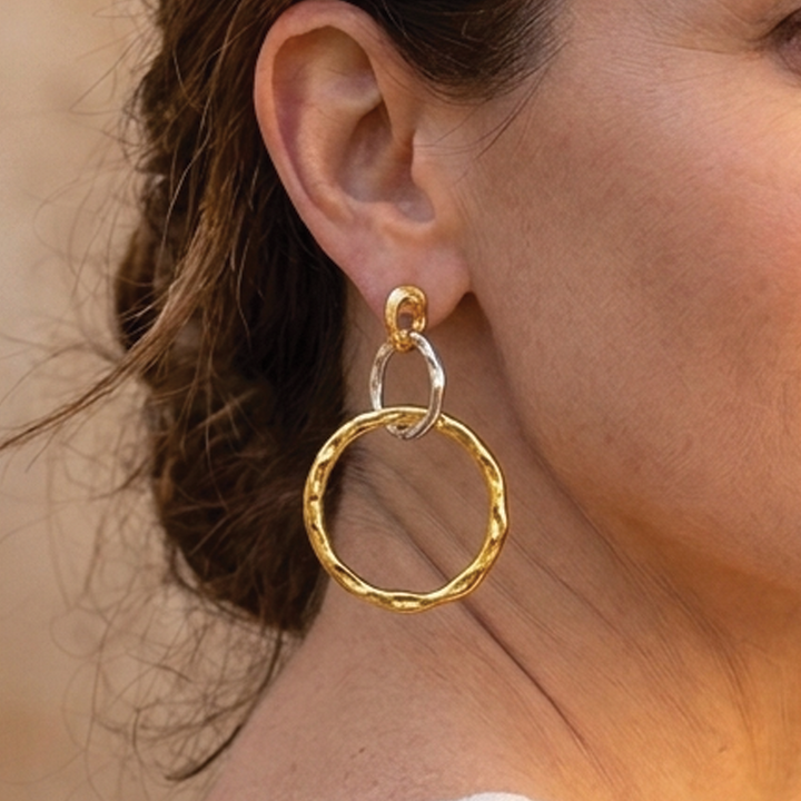 Julia - Hammered Organic Link Earrings