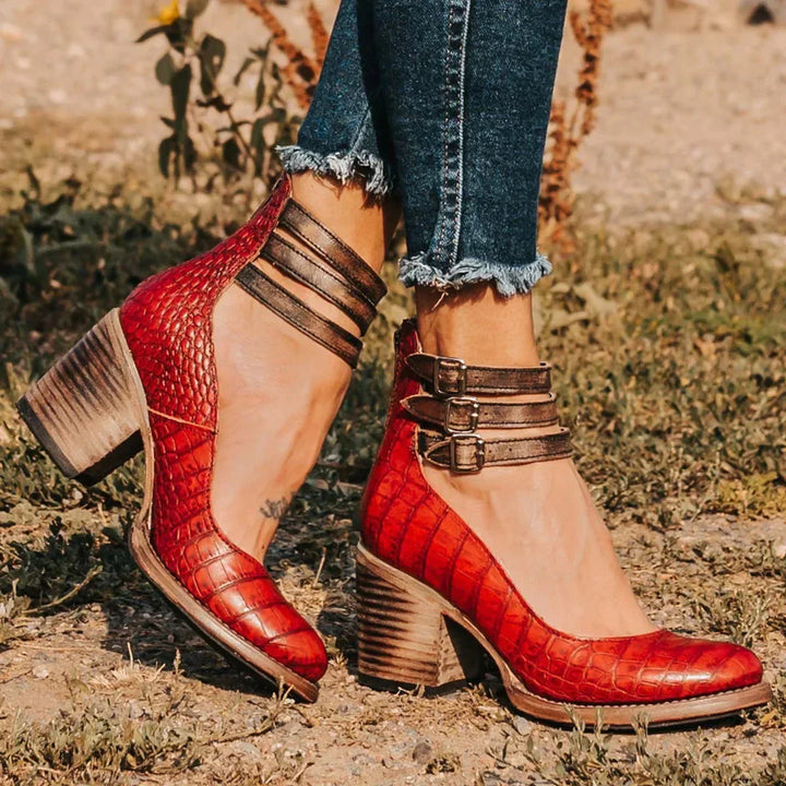 Gina - Block Heel Ankle Shoes