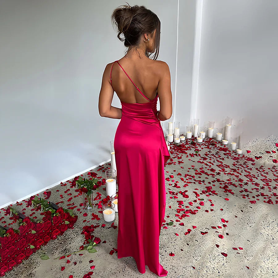 Lily - One Shoulder Satin Dress