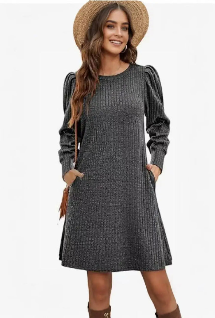 Elizabeth - Knit Bubble Sleeve Dress