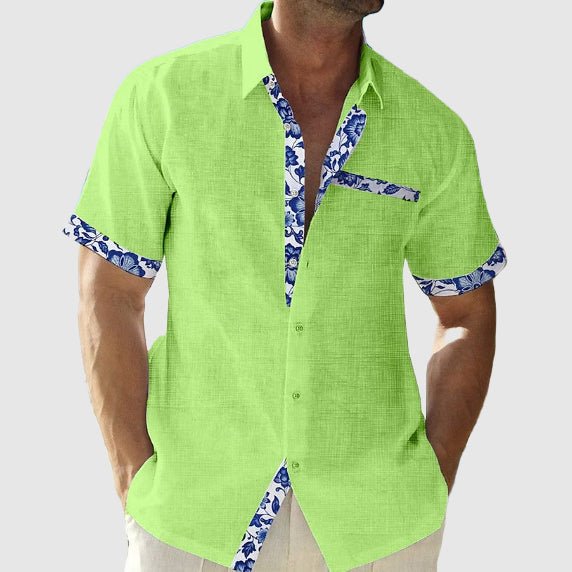 Josiah - Floral Trim Shirt