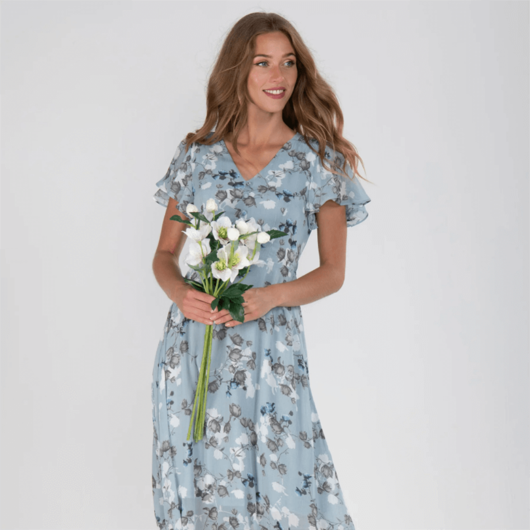 Ann - Flutter Sleeve Maxi Dress